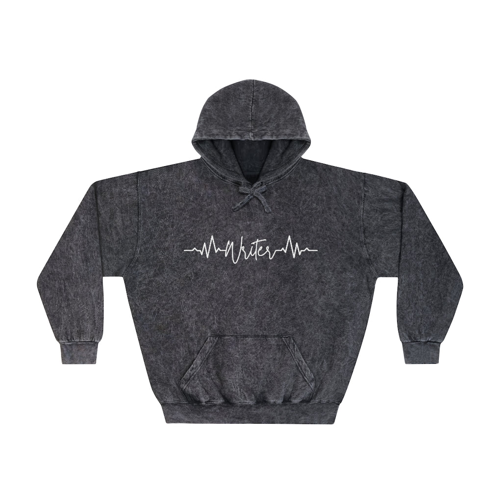 Heartbeat of a Writer // Writing Themed Unisex Mineral Wash Hoodie