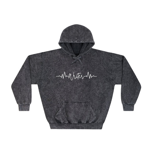 Heartbeat of a Writer // Writing Themed Unisex Mineral Wash Hoodie