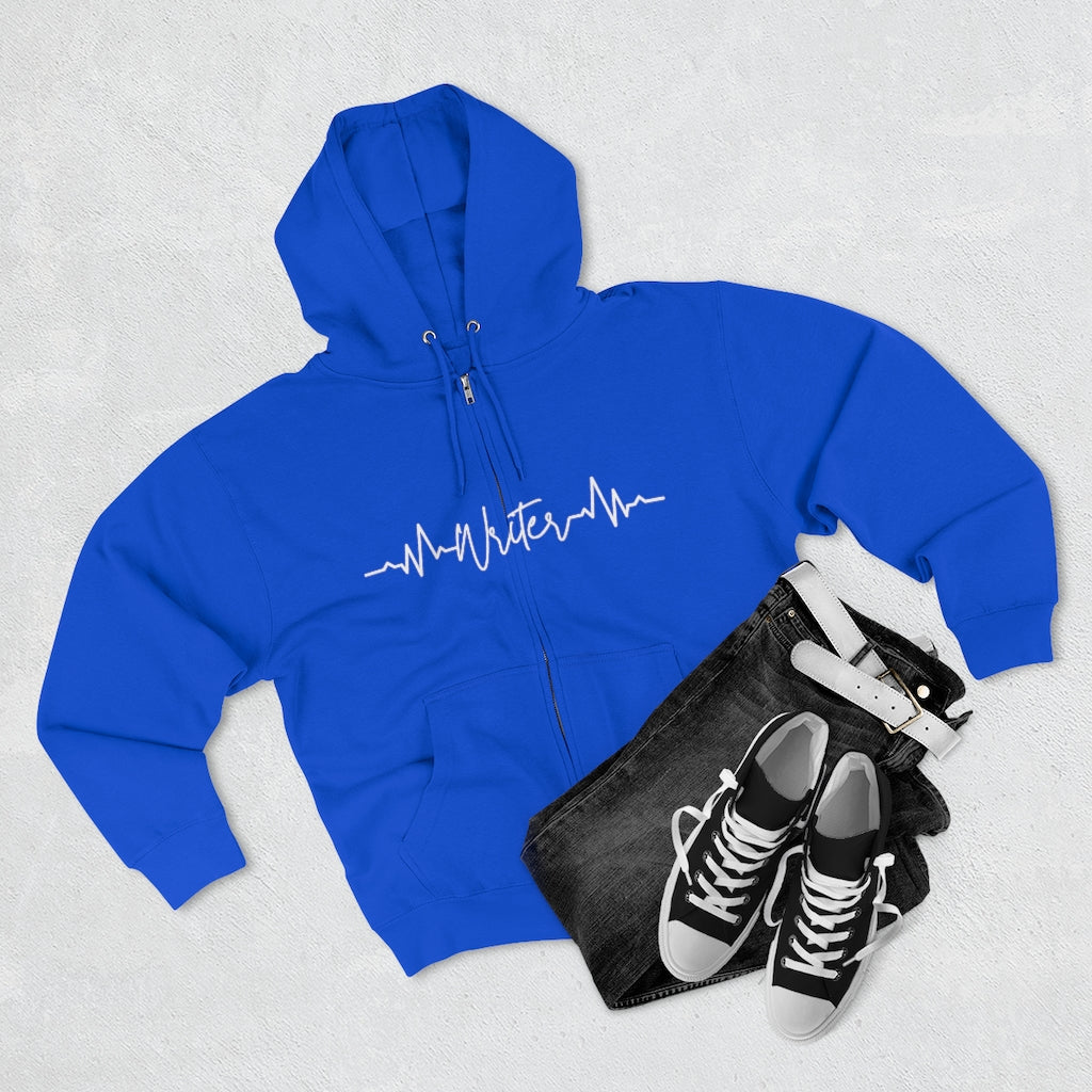 Heartbeat of a Writer // Writer Themed Unisex Premium Full Zip Hoodie