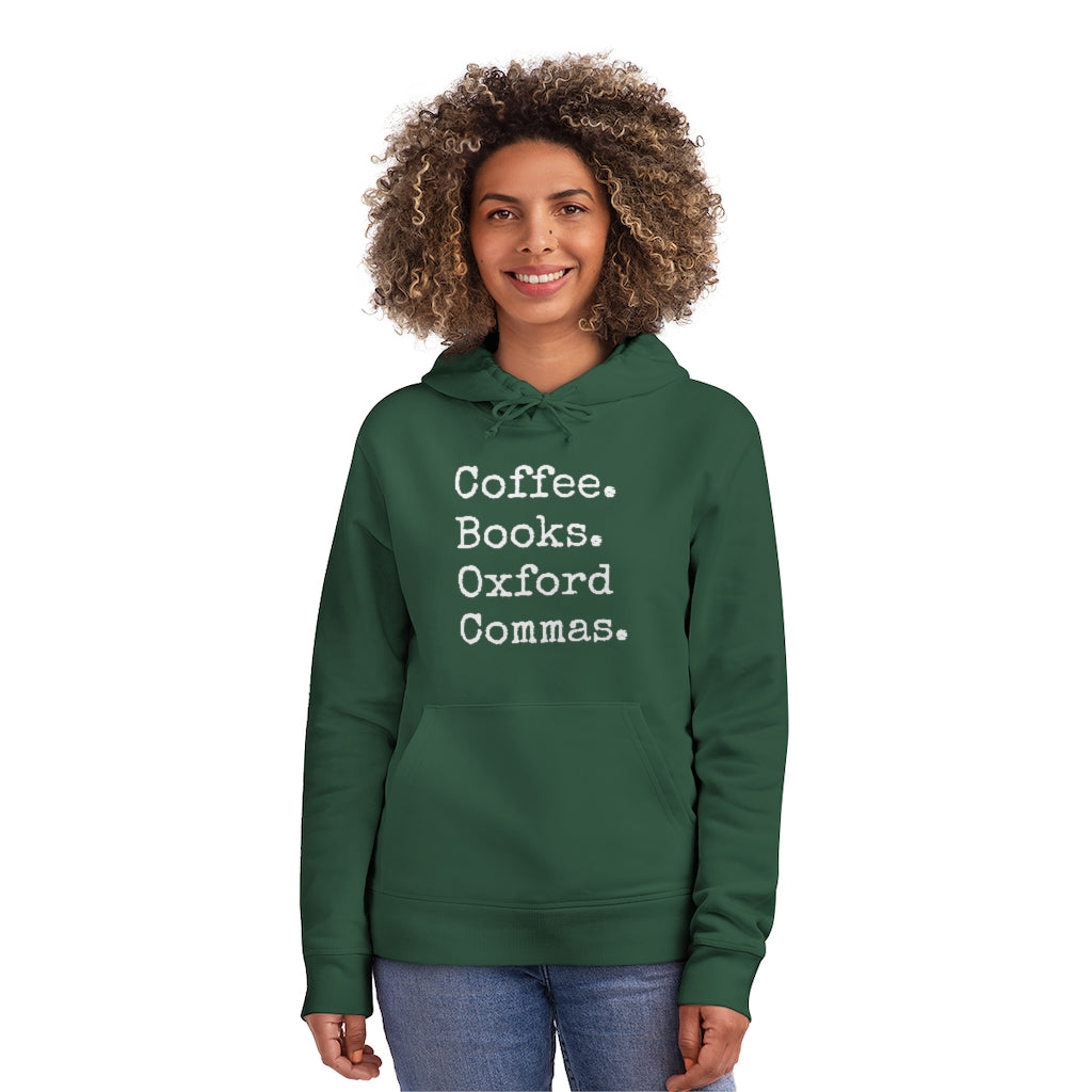 Coffee. Books. Oxford Commas... // Writing Themed Unisex Drummer Hoodie