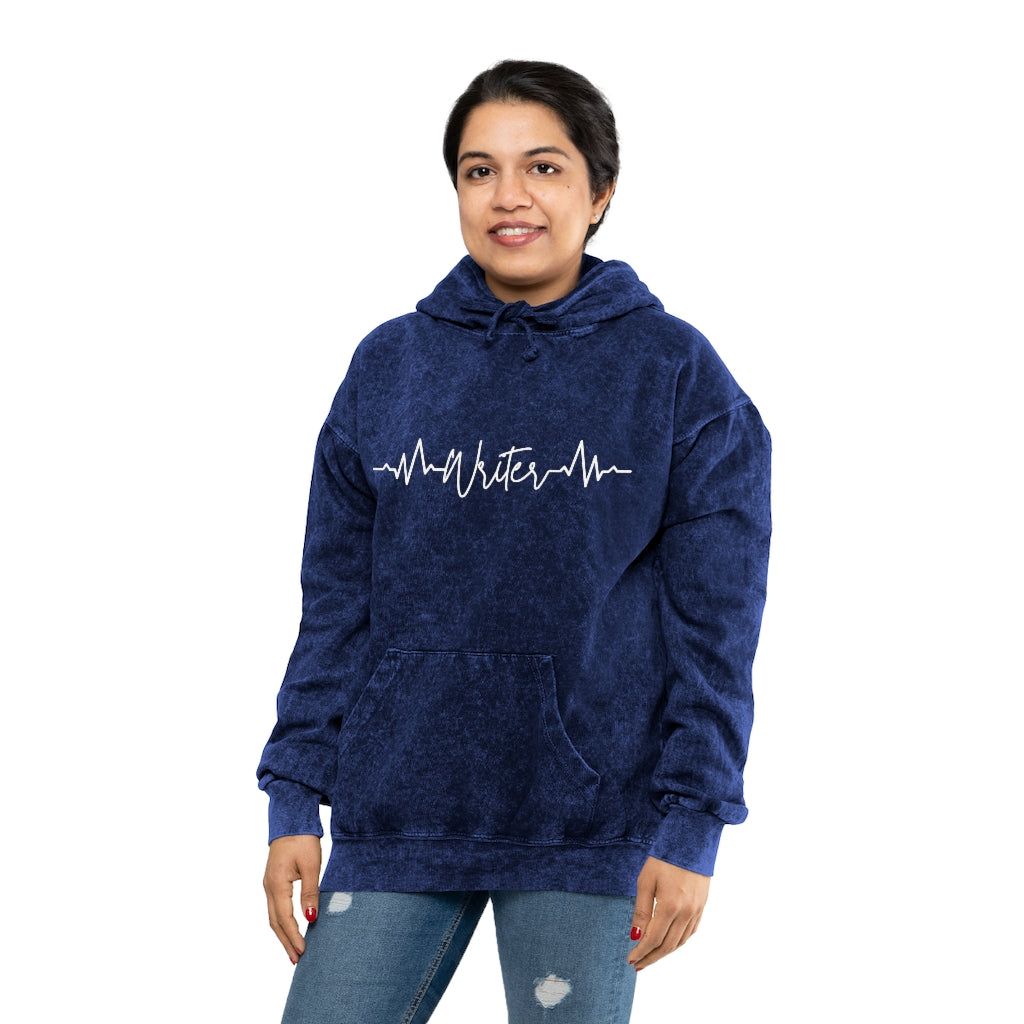 Heartbeat of a Writer // Writing Themed Unisex Mineral Wash Hoodie