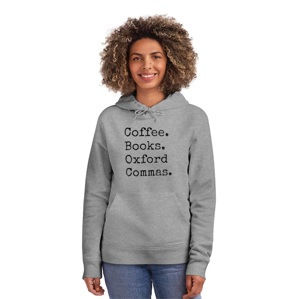 Coffee. Books. Oxford Commas... // Writing Themed Unisex Drummer Hoodie