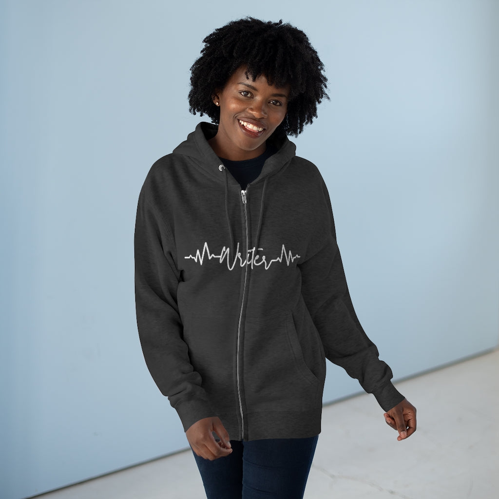 Heartbeat of a Writer // Writer Themed Unisex Premium Full Zip Hoodie