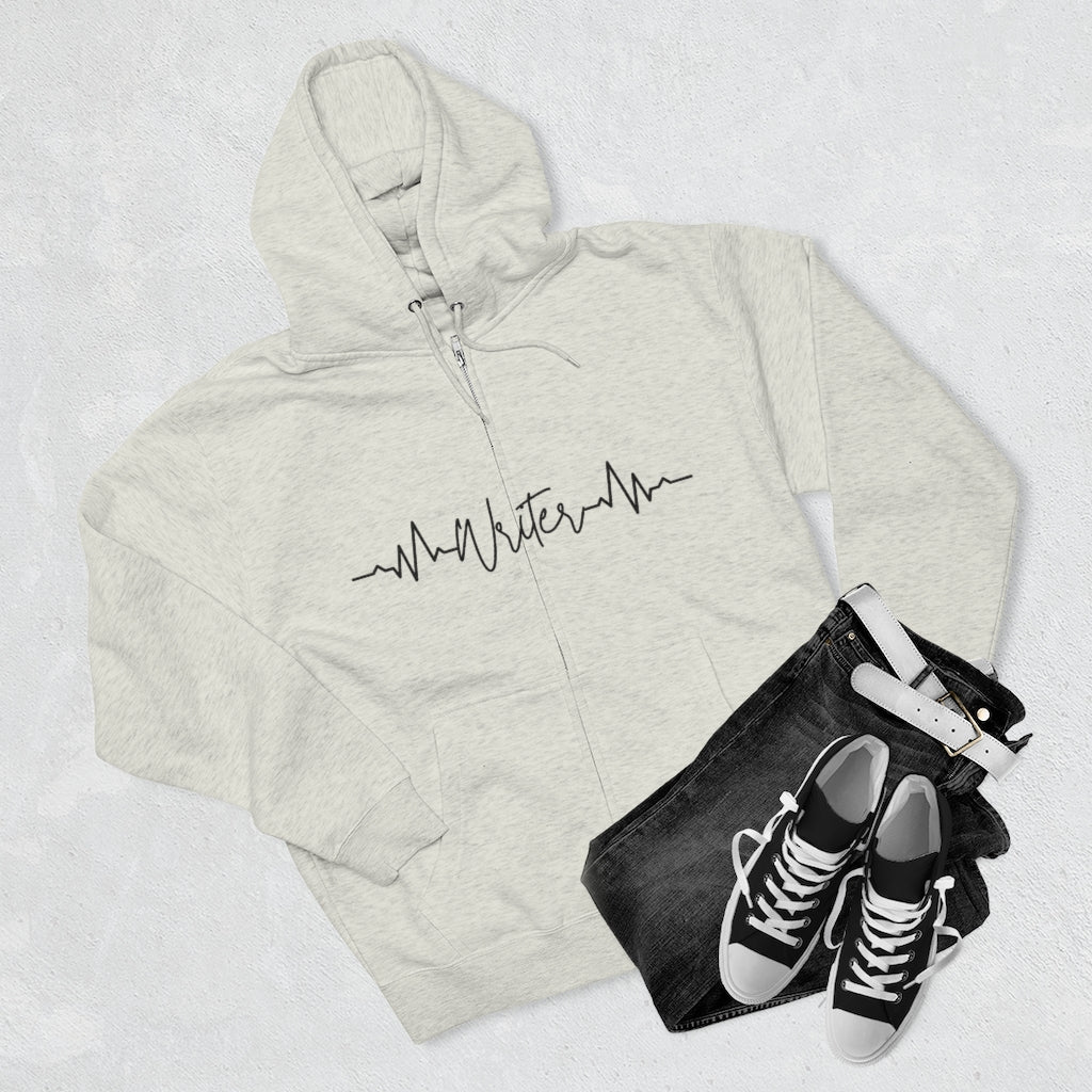 Heartbeat of a Writer // Writer Themed Unisex Premium Full Zip Hoodie