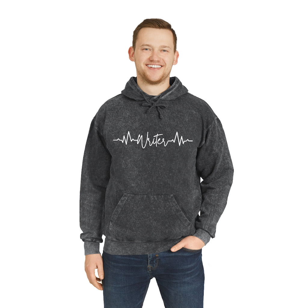 Heartbeat of a Writer // Writing Themed Unisex Mineral Wash Hoodie