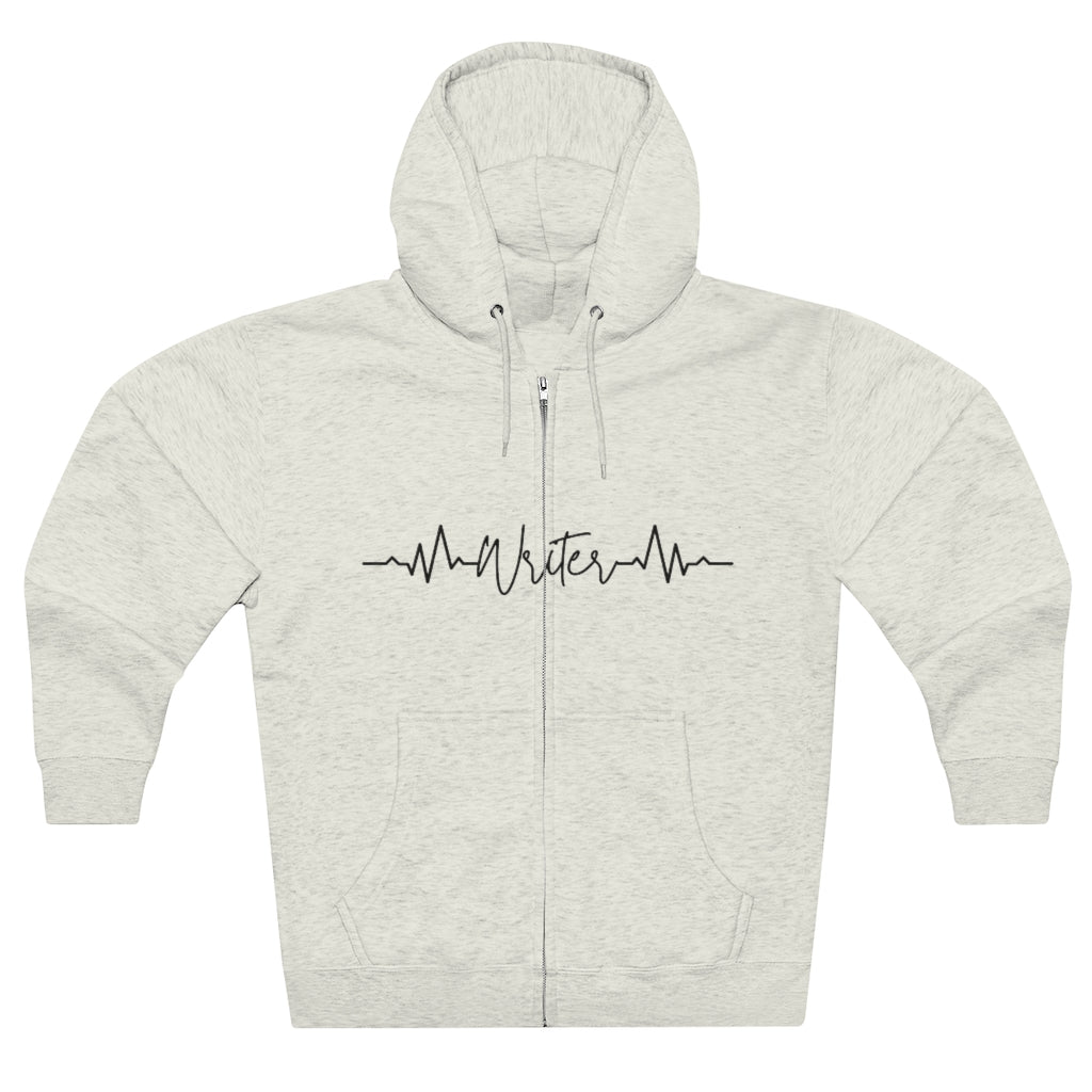 Heartbeat of a Writer // Writer Themed Unisex Premium Full Zip Hoodie