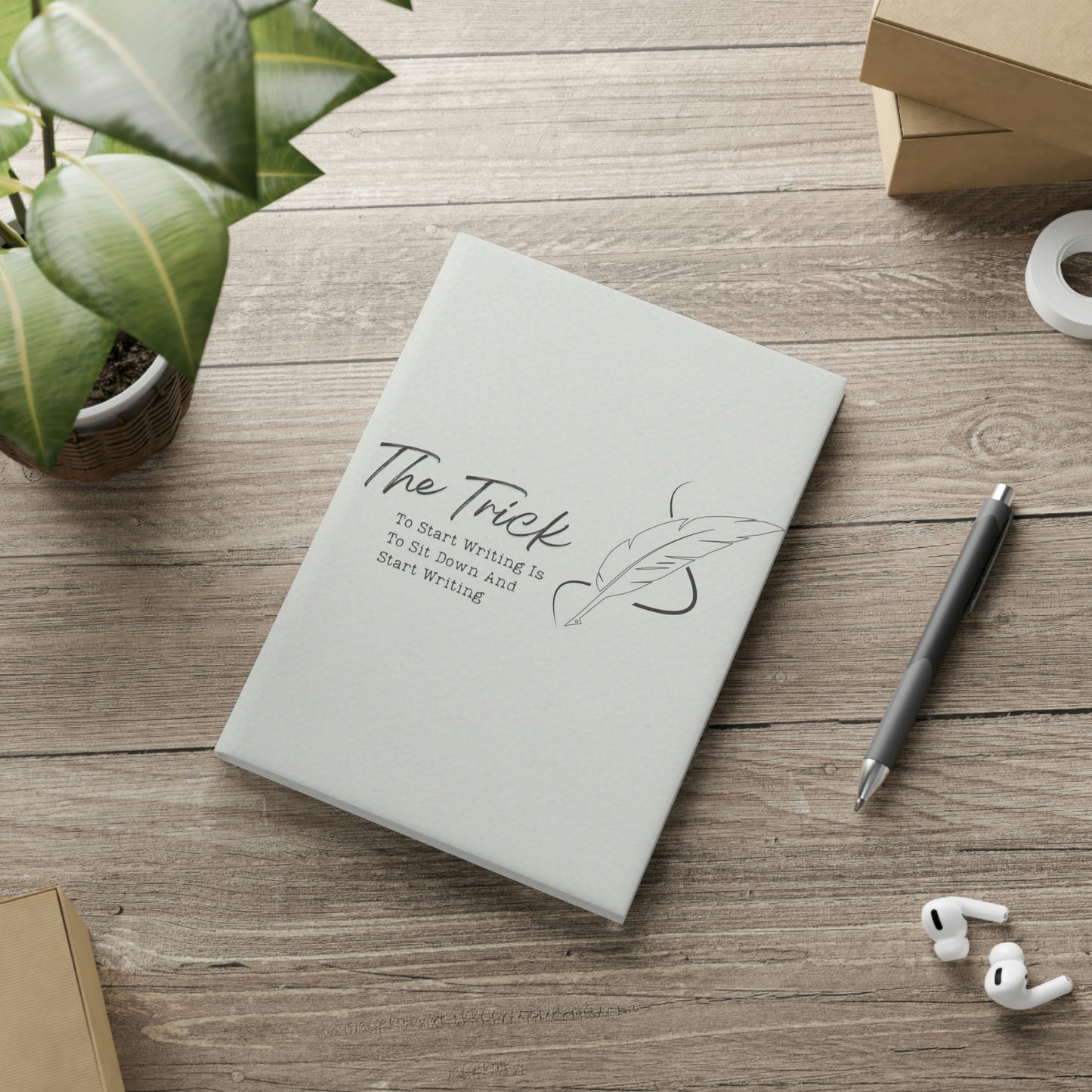 The trick to getting started is to get started // Write Out Loud // Hardcover Notebook with Puffy Covers