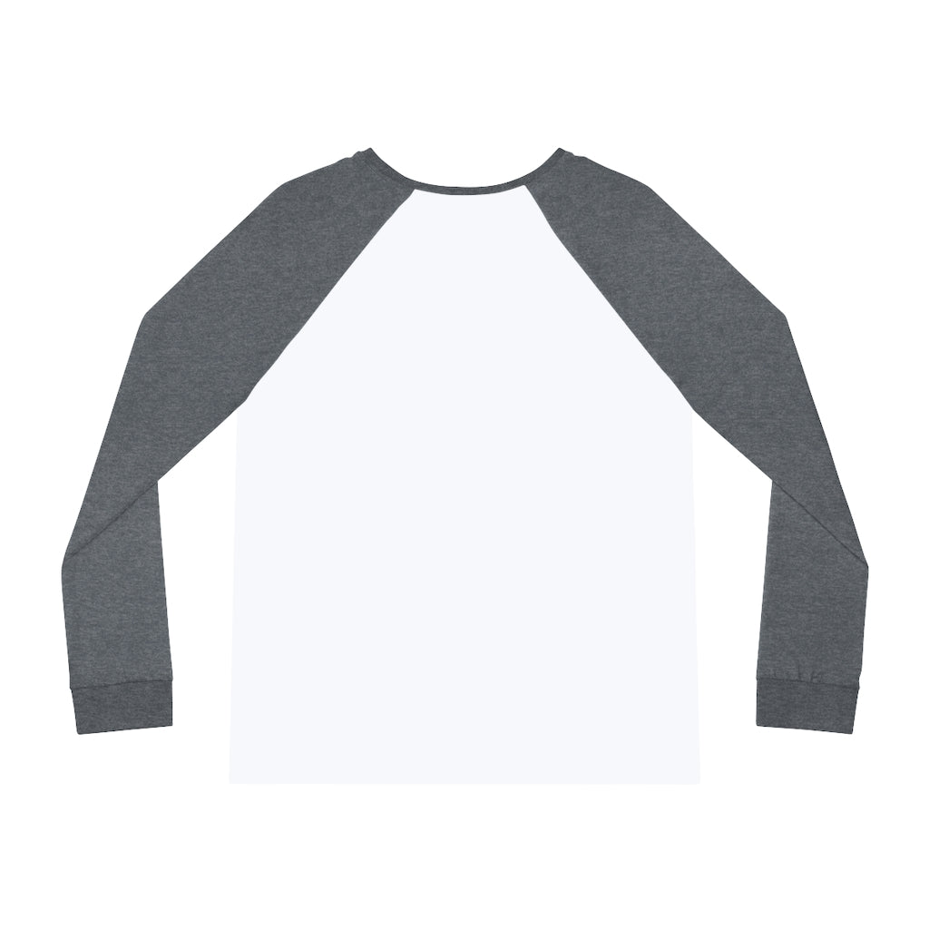 A raglan sleeve baseball t-shirt with gray sleeves and a white torso, designed as "I may look like I'm listening to you, but..." Writing Themed Women's Pajama Set, displayed on a white background.