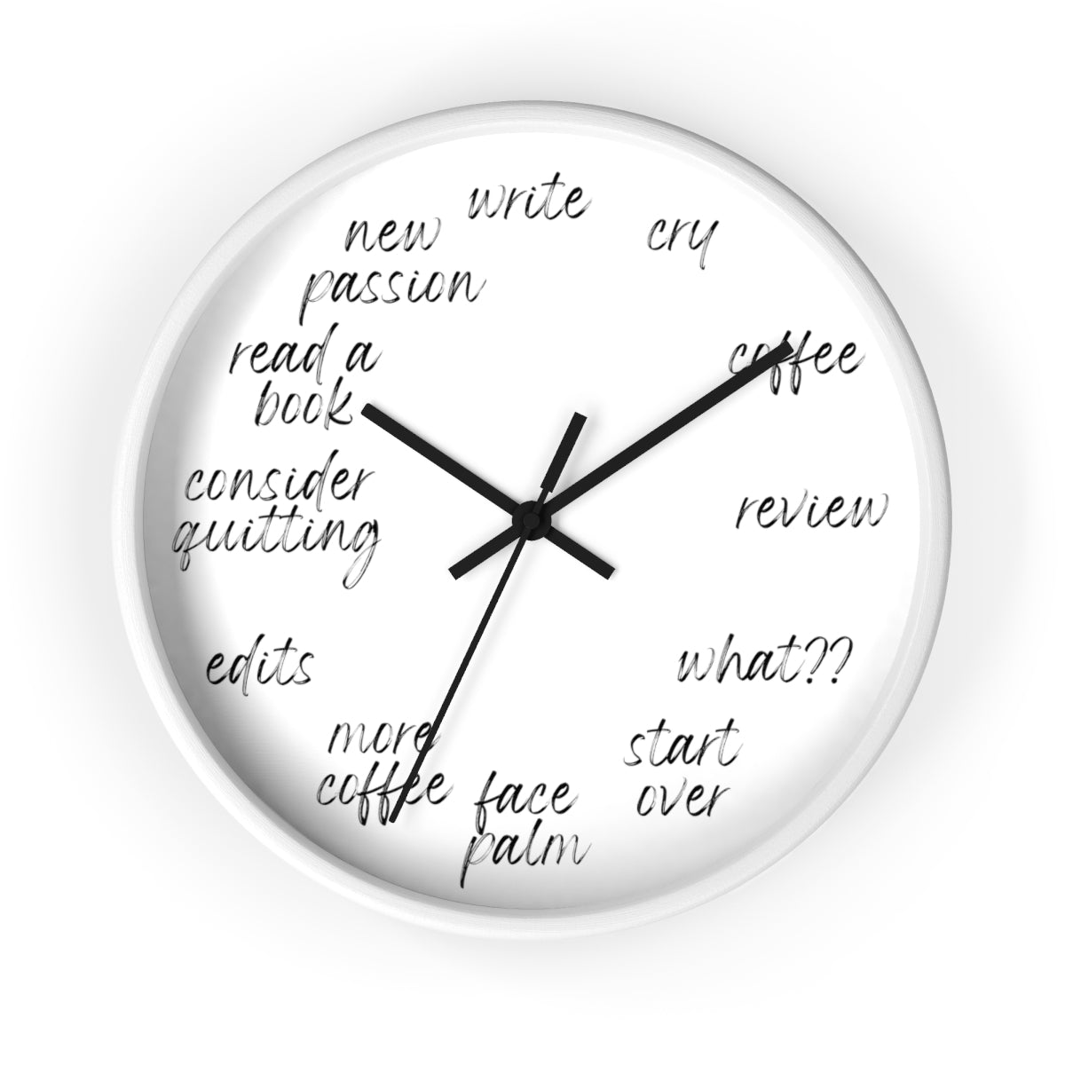 A wall clock with A Day in the Life of an Author // Writing Themed elements.