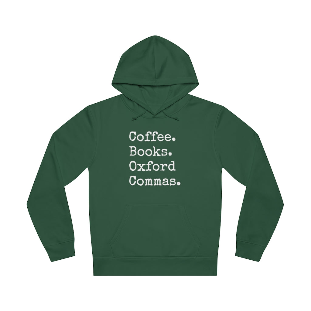 Coffee. Books. Oxford Commas... // Writing Themed Unisex Drummer Hoodie
