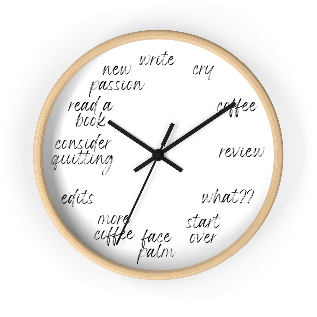 A "A Day in the Life of an Author // Writing Themed Wall Clock" storytelling wall clock.