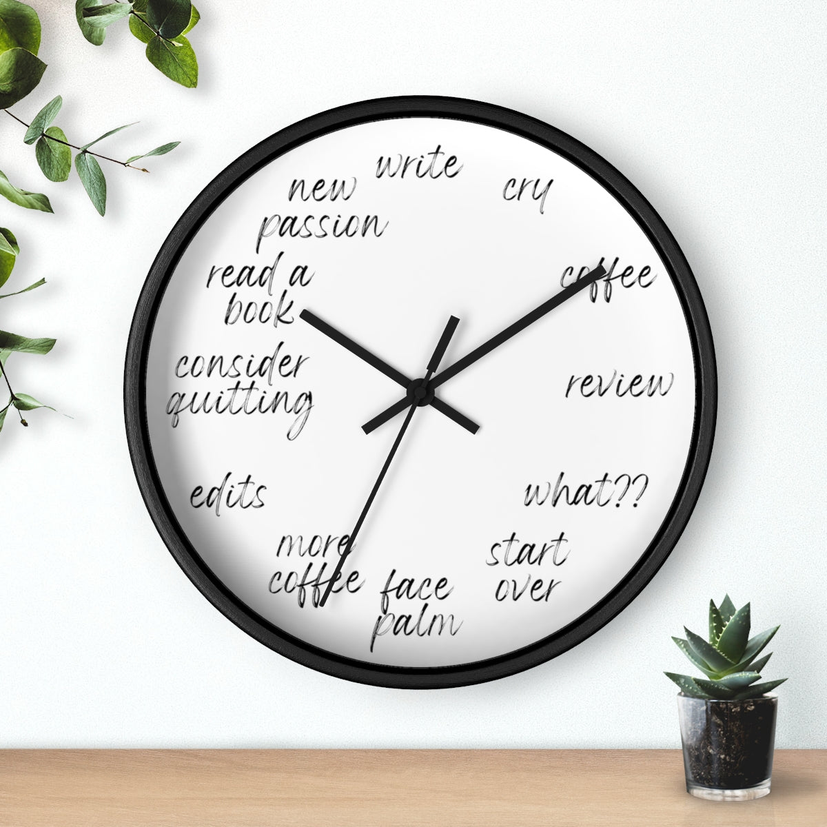 A Day in the Life of an Author // Writing Themed Wall Clock featuring intriguing words artfully written on its face, offering an enchanting storytelling element.