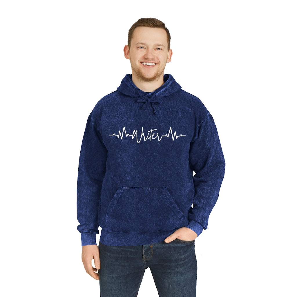 Heartbeat of a Writer // Writing Themed Unisex Mineral Wash Hoodie