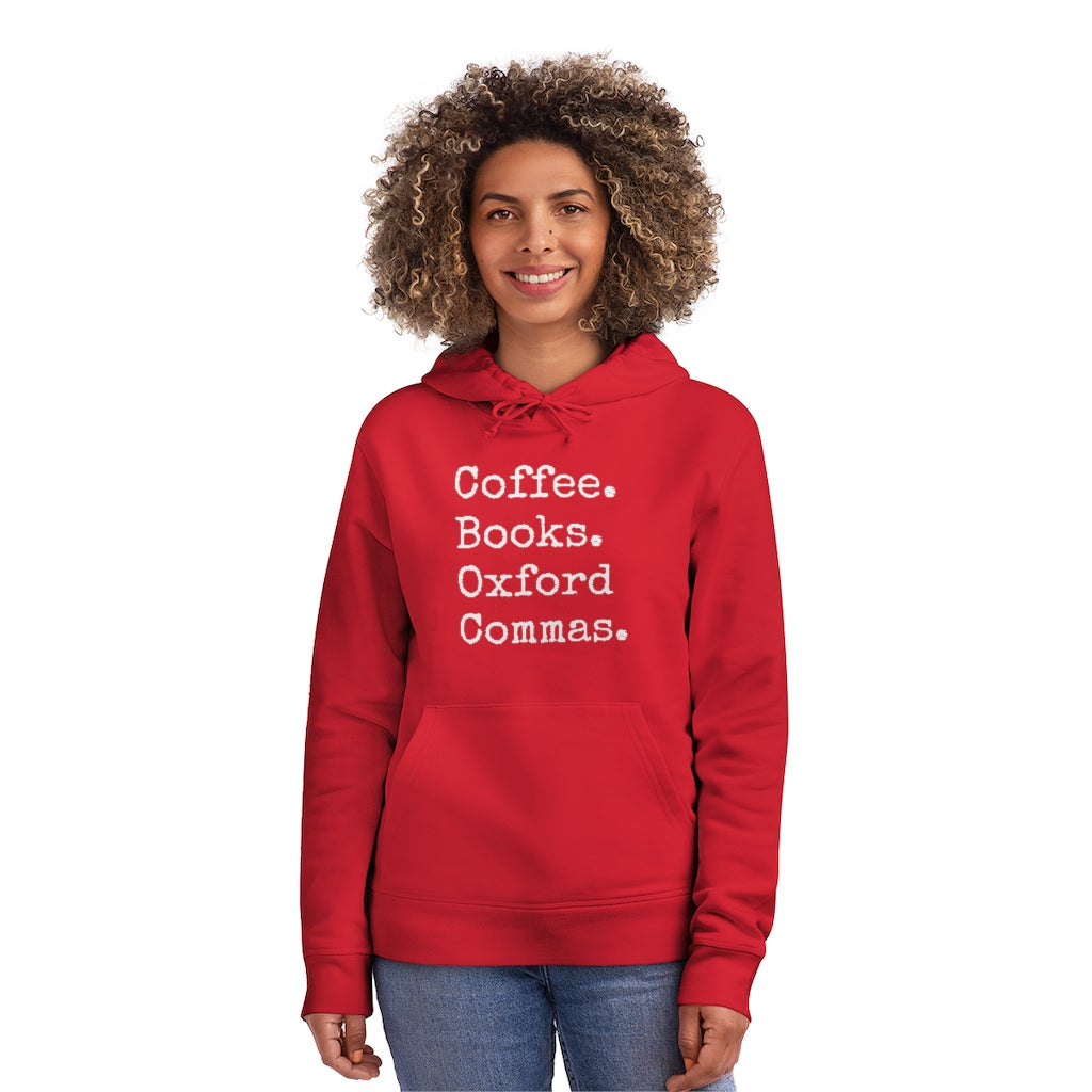 Coffee. Books. Oxford Commas... // Writing Themed Unisex Drummer Hoodie