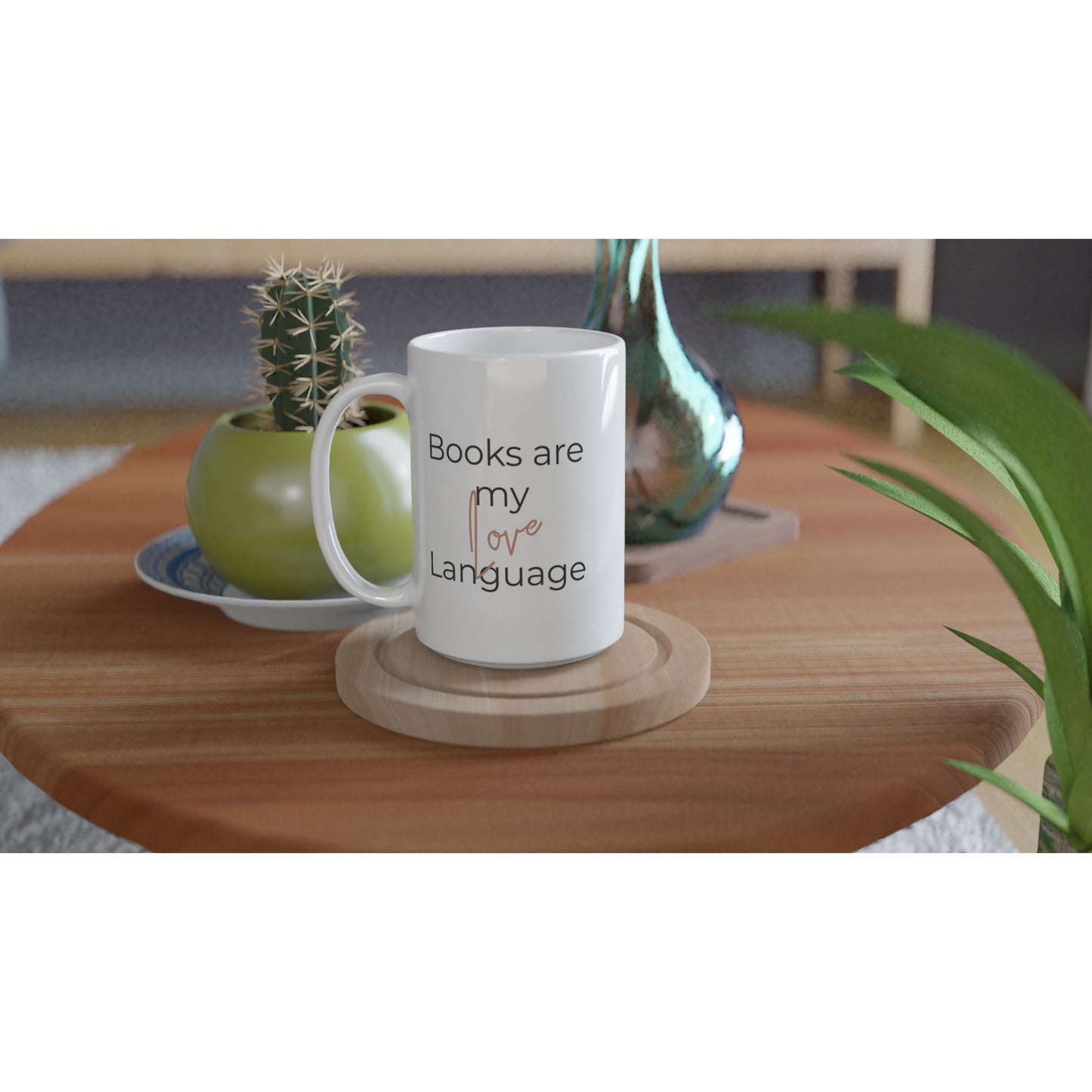 A "Books are my Love Language // Book-Related Coffee Mug" for book lovers.
